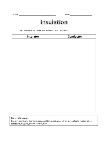Heating and cooling - insulation lesson