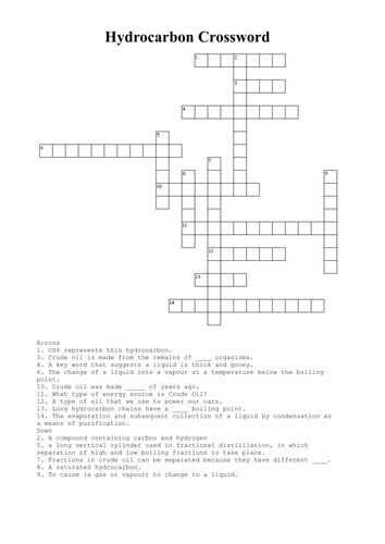 Hydrocarbon Crossword