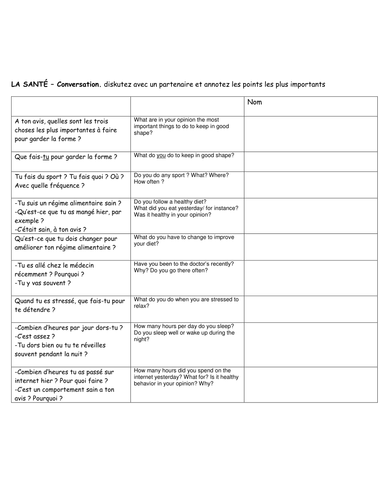 Health:oral conv. with model answers and Hotpotato