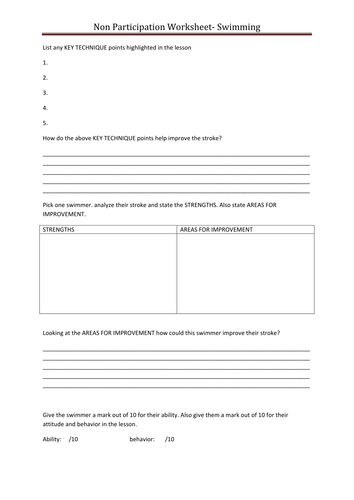 Non-Doer Worksheets