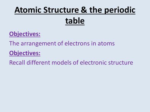 Atomic Structure & the Periodic Table