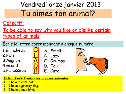 Tu aimes ton animal?