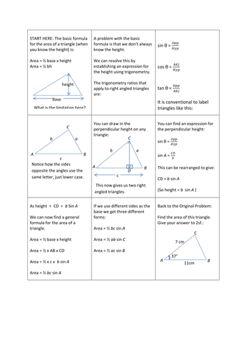 The Area of a Triangle Using Sine