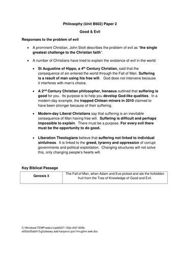 Good & Evil: Responses to the Problem of Evil