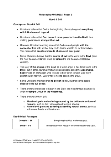 Good & Evil: The Concepts of Good & Evil