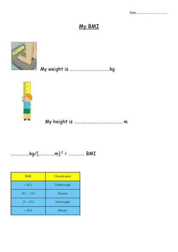 Calculating Bmi Worksheet