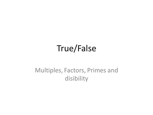 Multiples/Factors True False Quiz