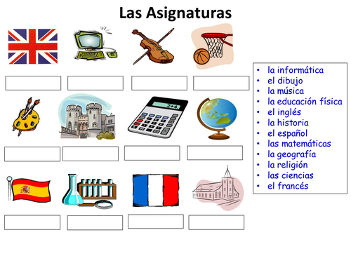 Las Asignaturas Basic Worksheet Teaching Resources