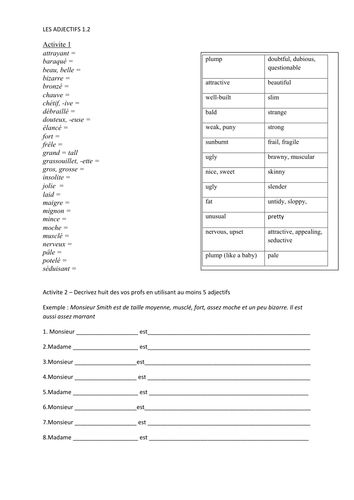 Adjectives vocab builder + hot potato quizzes