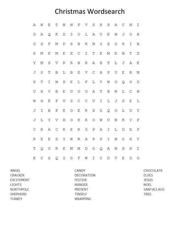 YET ANOTHER CHRISTMAS WORDSEARCH | Teaching Resources