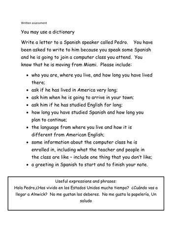 KS4 Spanish Assessments