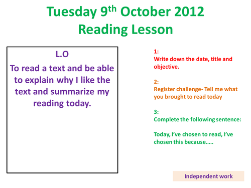 Year 7 Reading Lesson Literacy, Numeray, Review