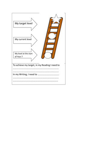 Year 7: English Target Card For Tracking progress