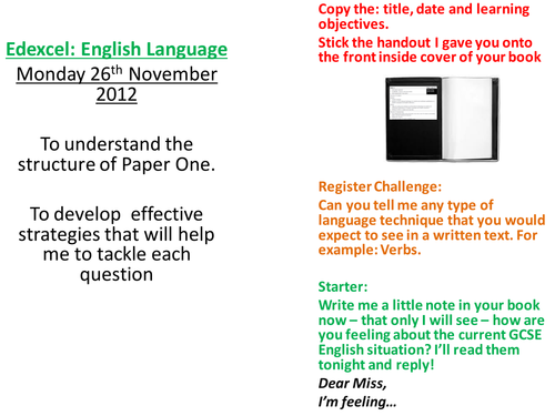 IGCSE English lessons Paper 1 Lessons 1-4