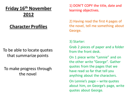 Of Mice And Men Full Scheme Lessons 6 - 14