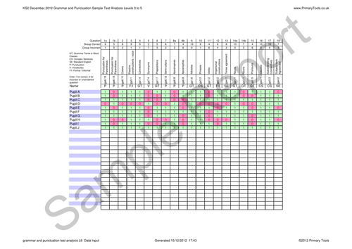 KS2 Lvl 6 Grammar & Punctuation Test Analysis Tool