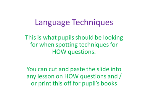 How Questions - Language Techniques To Spot