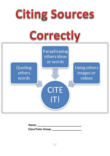 Citing Sources Correctly | Teaching Resources