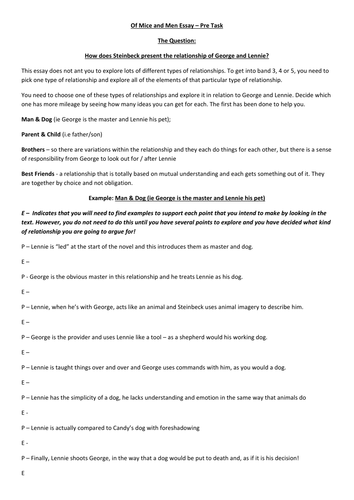 Of Mice and Men - Part B Frame to help Answer