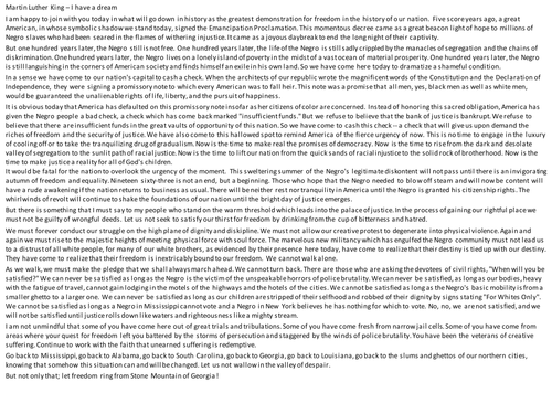 Prejudice In The South - I Have A Dream