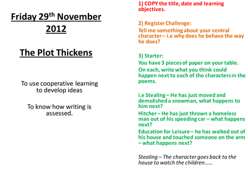 Poetry Scheme - 3 Poems - lesson 10 Narrative