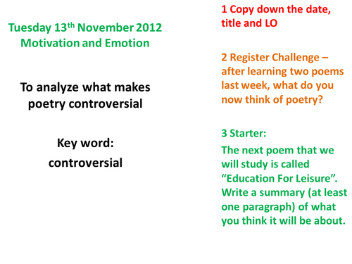 Poetry Scheme - 3 Poems - Education For Leisure 1