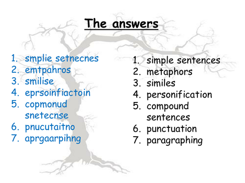 Writing Techniques - Anagrams Quiz