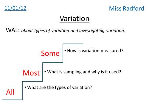 7.1 & 7.2 Variation and types of variation AQA AS