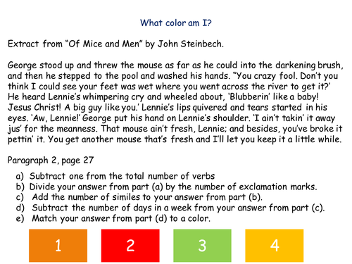 Of Mice and Men - Numeracy Starter