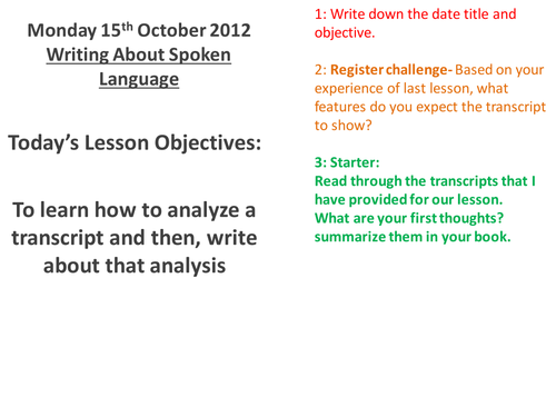 Spoken Language Study Lesson 10 annotating