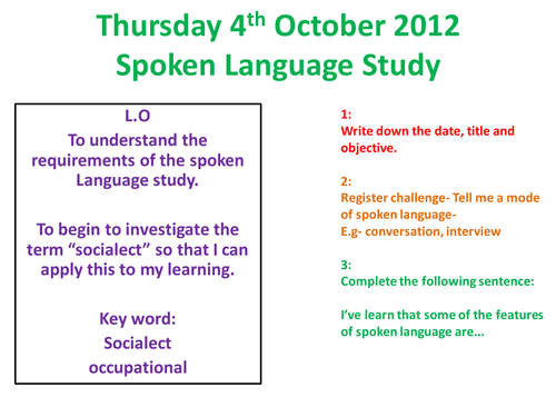 Spoken Language Study Lesson 2