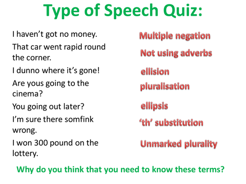 Spoken Language Study - Terms Quiz | Teaching Resources