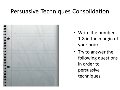 Starter or Plenary on Persuasive techniques