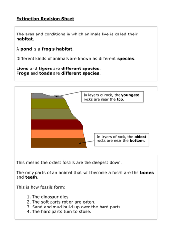 Extinction revision sheet