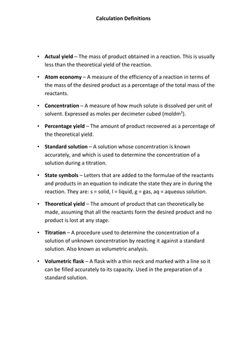 AS Calculation Definitions