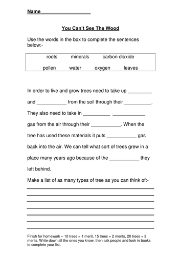 Trees worksheet