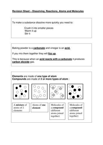 Cooking chemistry revision sheet