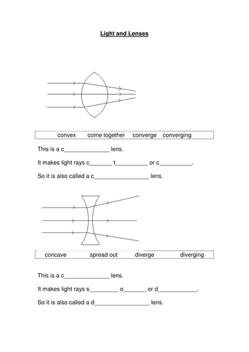 Lenses worksheet