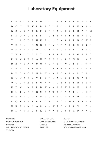 Lab Safety Word Search Answer Key