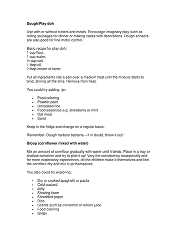 Playdough and Gloop recipe