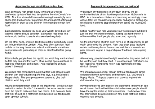 example text argument ks2 DavidHowes1977 biased arguments by literacy 6 Year topic revision on