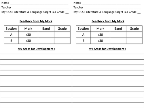 GCSE English Assessment - Books Pro Forma