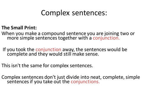 Complex Sentences - Poster / Brief