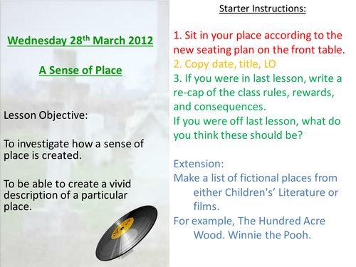 Sense of Setting and Places Lesson