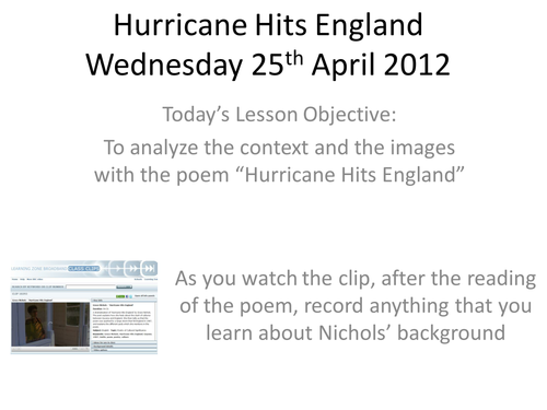 Hurrican Hits England - Analyzing the poem