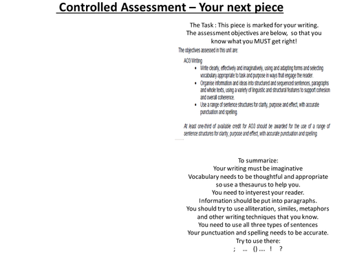 Guide for Pupils on Writing tasks AQA