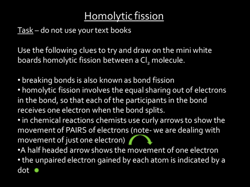 free radical mechanism task and assessment