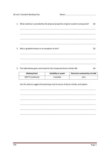 giant-covalent-bonding-test-and-mark-scheme-teaching-resources