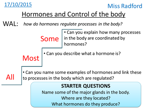 B1.1 Hormones and control of the body - AQA Core