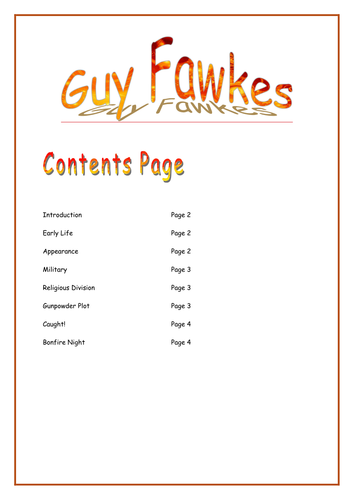 Non-chronological report about Guy Fawkes